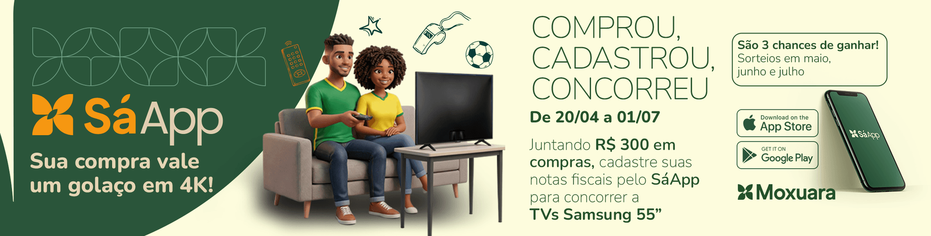 Imagem de banner da novidade Sorteio Sá App - TVS