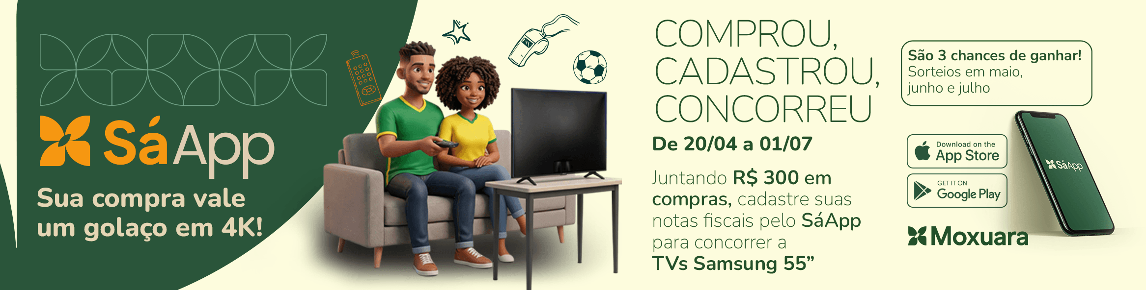 Imagem de banner da novidade Sorteio Sá App - TVS